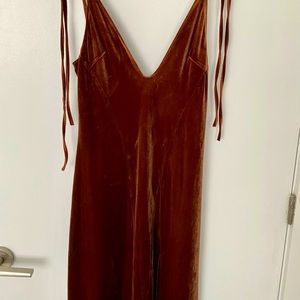 Chocolate Brown Velvet Tie-Strap Dress Size Small